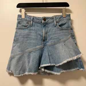 Alice + Olivia Mini Flounce Ruffle Denim Skirt